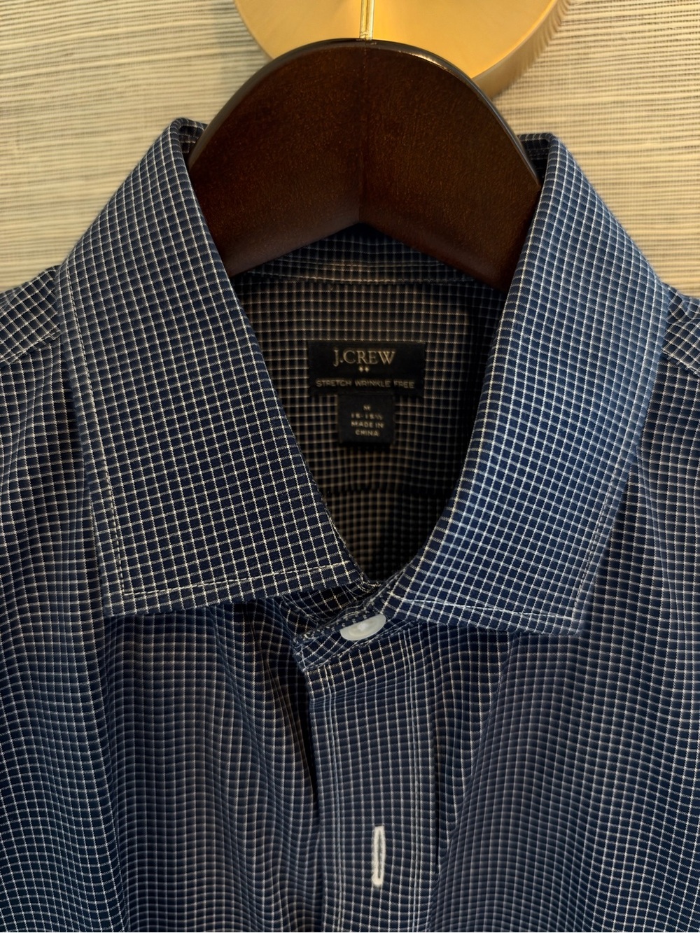 J. Crew Men's Navy and White Microcheck Dress Shirt